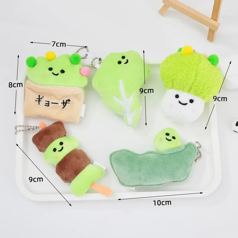 Vegetable Plush Keychain – Cute Bean Lettuce Cabbage Skewer Toy