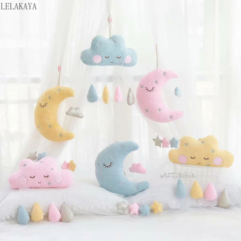 Cute Cloud Moon Rain Drops Plush Toys Wall Hanging – A Whimsy of Weather and Wonder