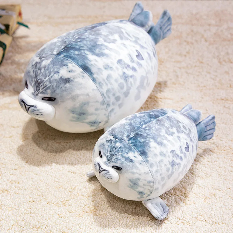 Cute Real Life Blue Pink Couple Sea Lion Plush A Pair of Cuddly Ocean Friends