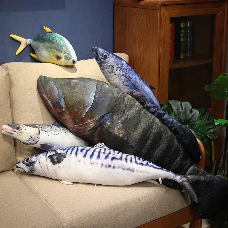 Fish Plush Trout Toys Stuffed Tuna Salmon Autumn Saury Grouper Plush