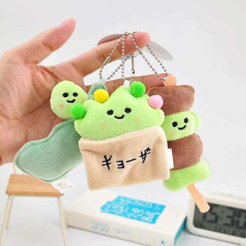 Vegetable Plush Keychain – Cute Bean Lettuce Cabbage Skewer Toy