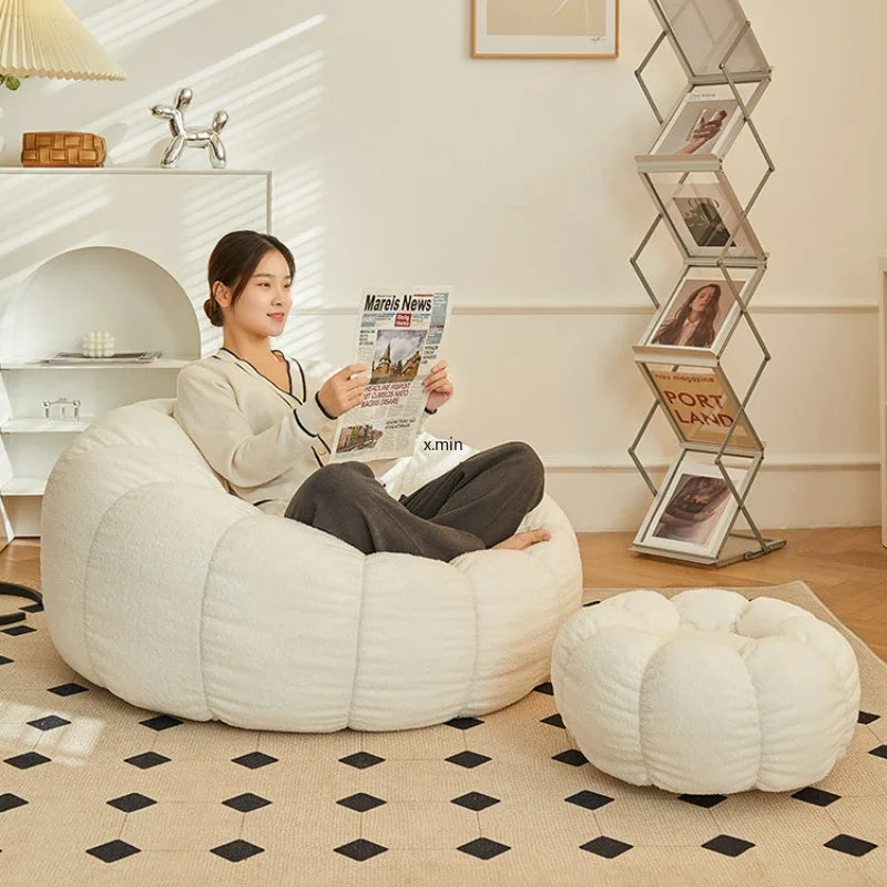 Modern Lazy Sofa Chair with Stool for Living Room or Bedroom