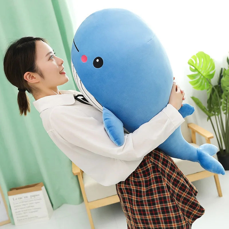 Super Soft Whale Plush Toy Cartoon Animal Fish Stuffed Doll Sleeping Pillow Cushion