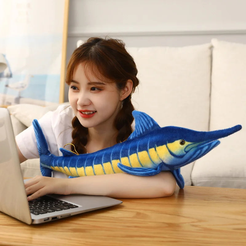 Simulation Blue Marlin Plush Toy – Stuffed Soft Creative Fish Pillow for Kids and Adults (60–140cm)