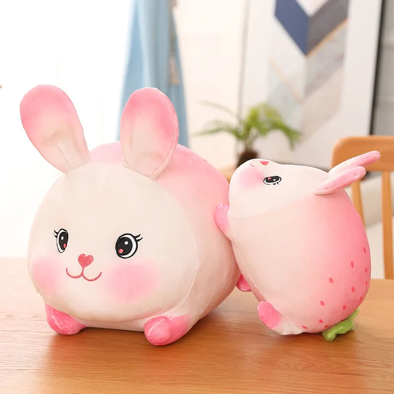 New Lovely Pink Strawberry Rabbit Plush Toys Soft Cartoon Bunny Animal