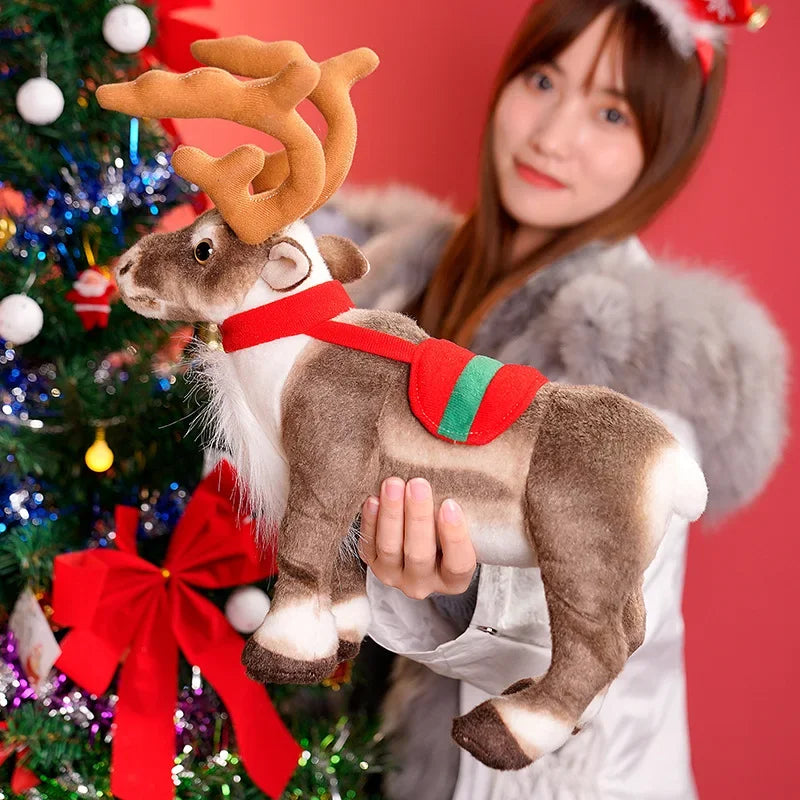 Realistic Reindeer Plush Toy Christmas Deer Plush Doll Elk Soft Toys Merry Christmas New Year Decoration Best Gifts for Kids