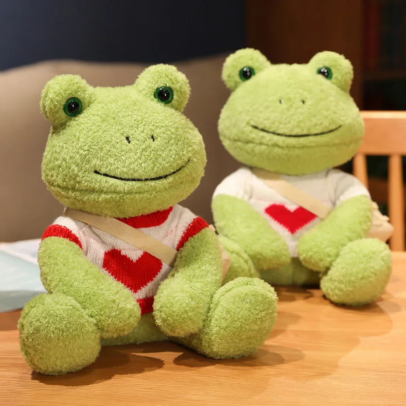 Kawaii Dressing Frog Plush Toy – Soft Stuffed Animal Pillow for Kids’ Birthday Gifts