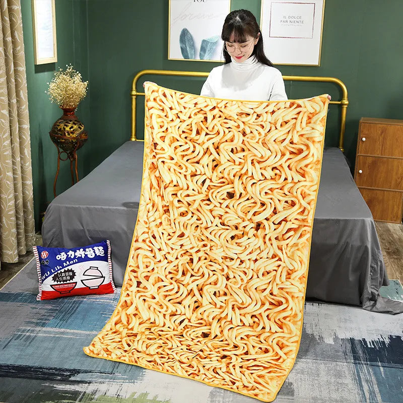 Simulation Instant Noodles Plush Pillow with Blanket