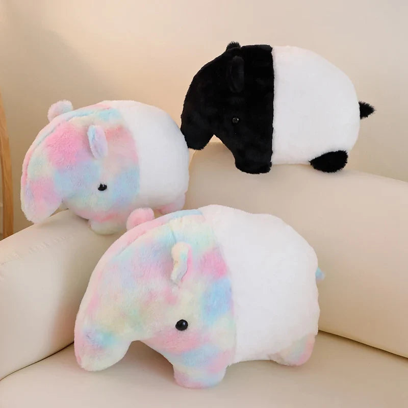 Rainbow plush doll very soft colorful black white doll pillow