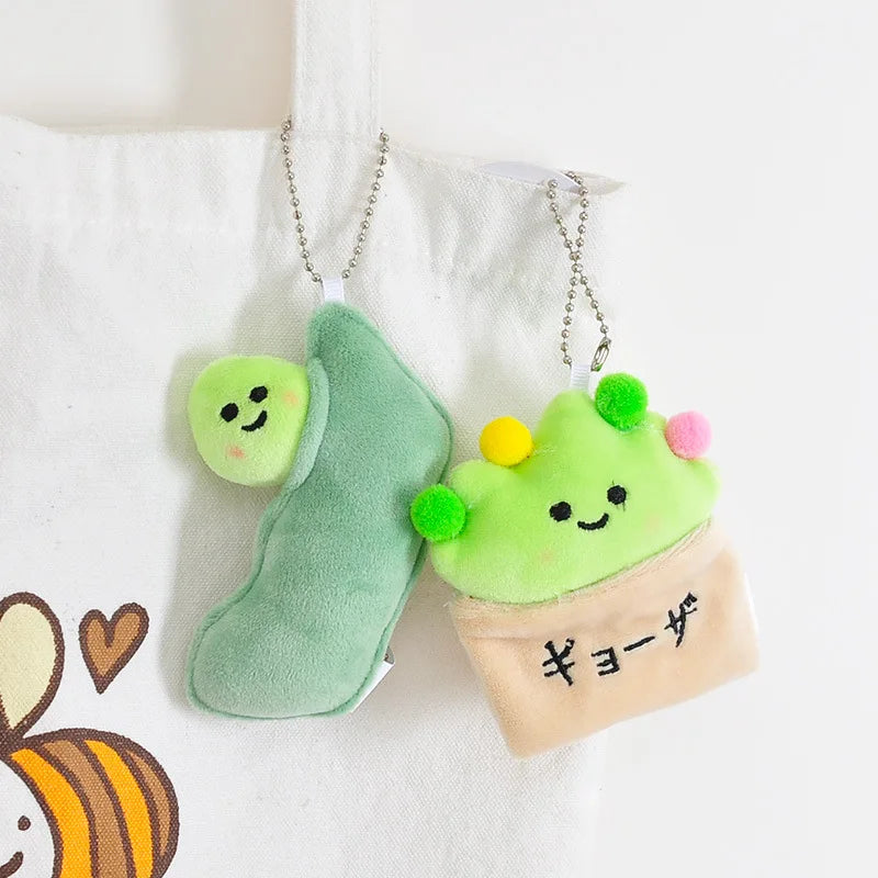 Vegetable Plush Keychain – Cute Bean Lettuce Cabbage Skewer Toy