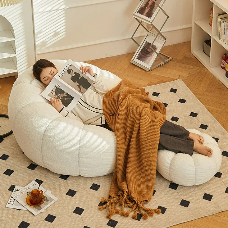Modern Lazy Sofa Chair with Stool for Living Room or Bedroom
