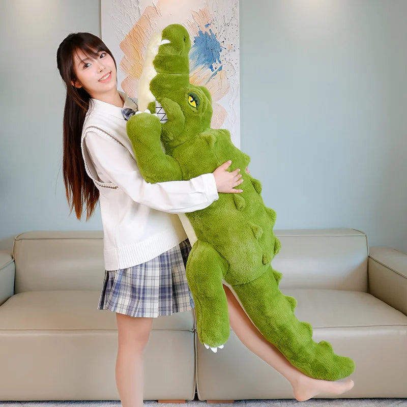 Simulation Large Soft Crocodile Plush Toy Fluffy Full Stuffed Animal Pillow