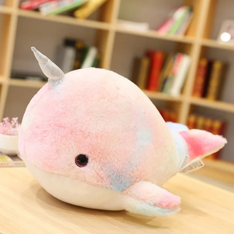 Colorful Narwhal Plush Toy – Soft, Kawaii Rainbow Marine Buddy