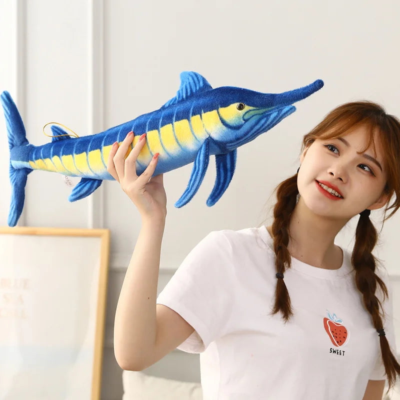 Simulation Blue Marlin Plush Toy – Stuffed Soft Creative Fish Pillow for Kids and Adults (60–140cm)