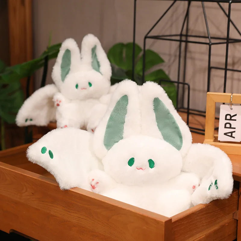 Kawaii Bat Rabbit Plush Pillow Stuffed Black/White Pink/Green Cartoon Animal