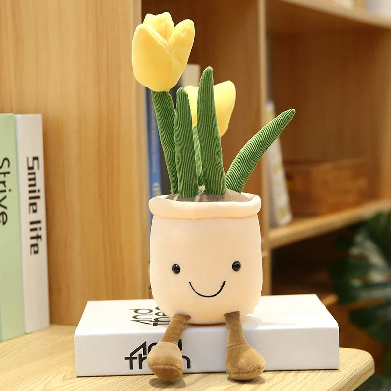 Tulip & Succulent Plush Toys – Soft Stuffed Potted Flower Dolls for Kids & Girls Gift