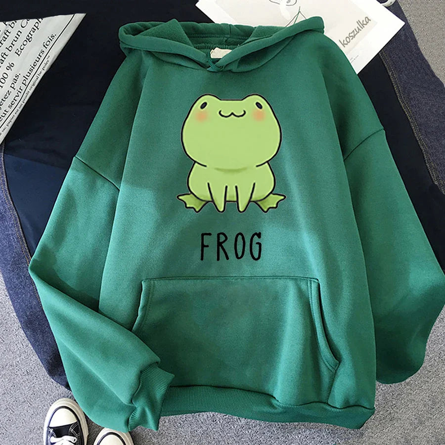 Kawaii Frog Hoodie – Cartoon Oversized Unisex Sweatshirt