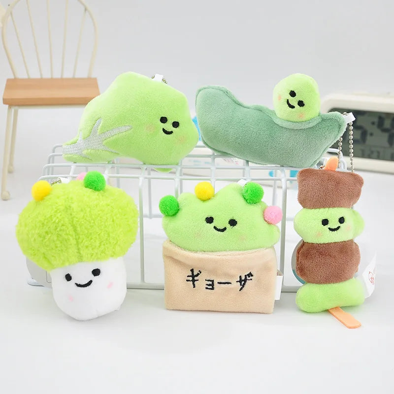Vegetable Plush Keychain – Cute Bean Lettuce Cabbage Skewer Toy