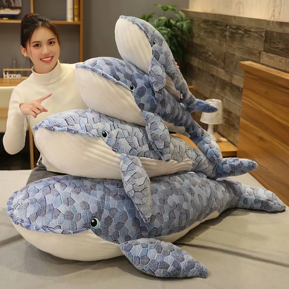 Giant size Whale Plush Toy Blue Sea Animals Stuffed Toy Huggable Shark Soft Animal Pillow Kids Gift