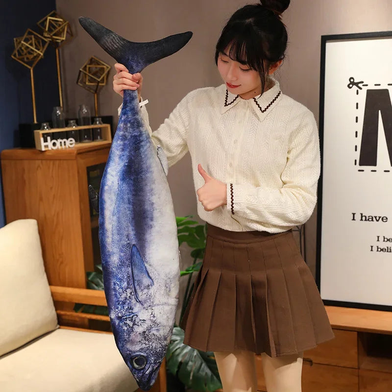 Fish Plush Trout Toys Stuffed Tuna Salmon Autumn Saury Grouper Plush