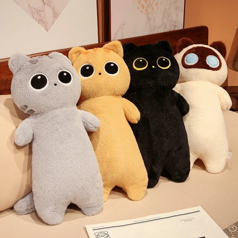 Kawaii Siamese Cat Plush Toy Long Oblong Orange Black Kitten Cats Nap Sleep