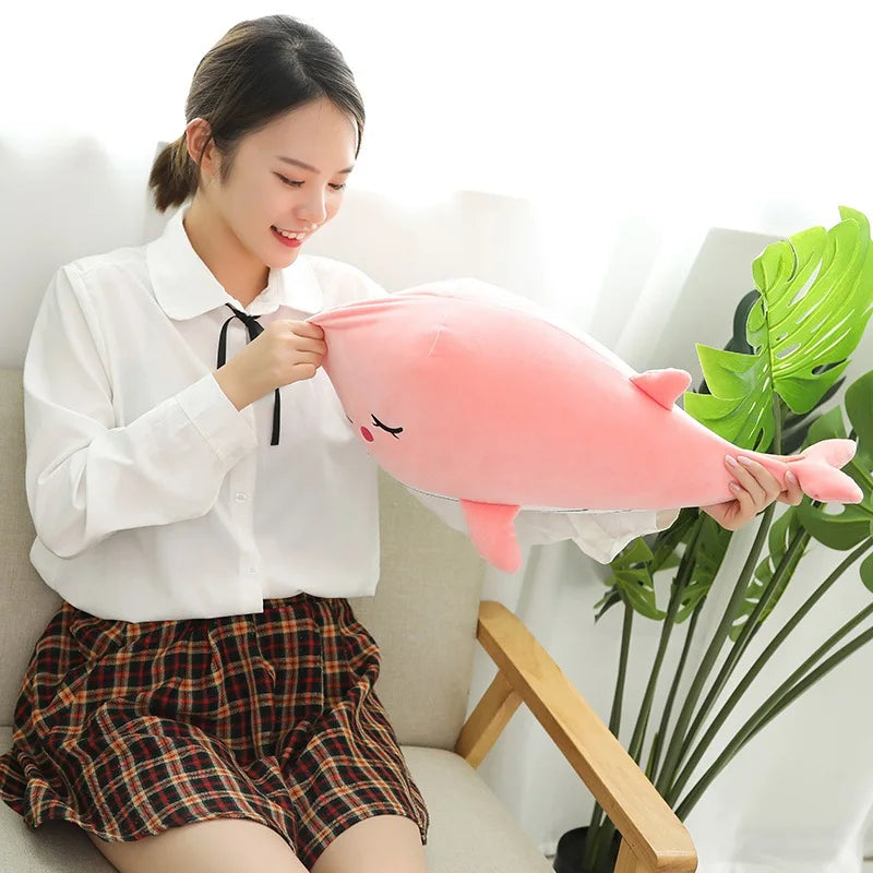 Super Soft Whale Plush Toy Cartoon Animal Fish Stuffed Doll Sleeping Pillow Cushion