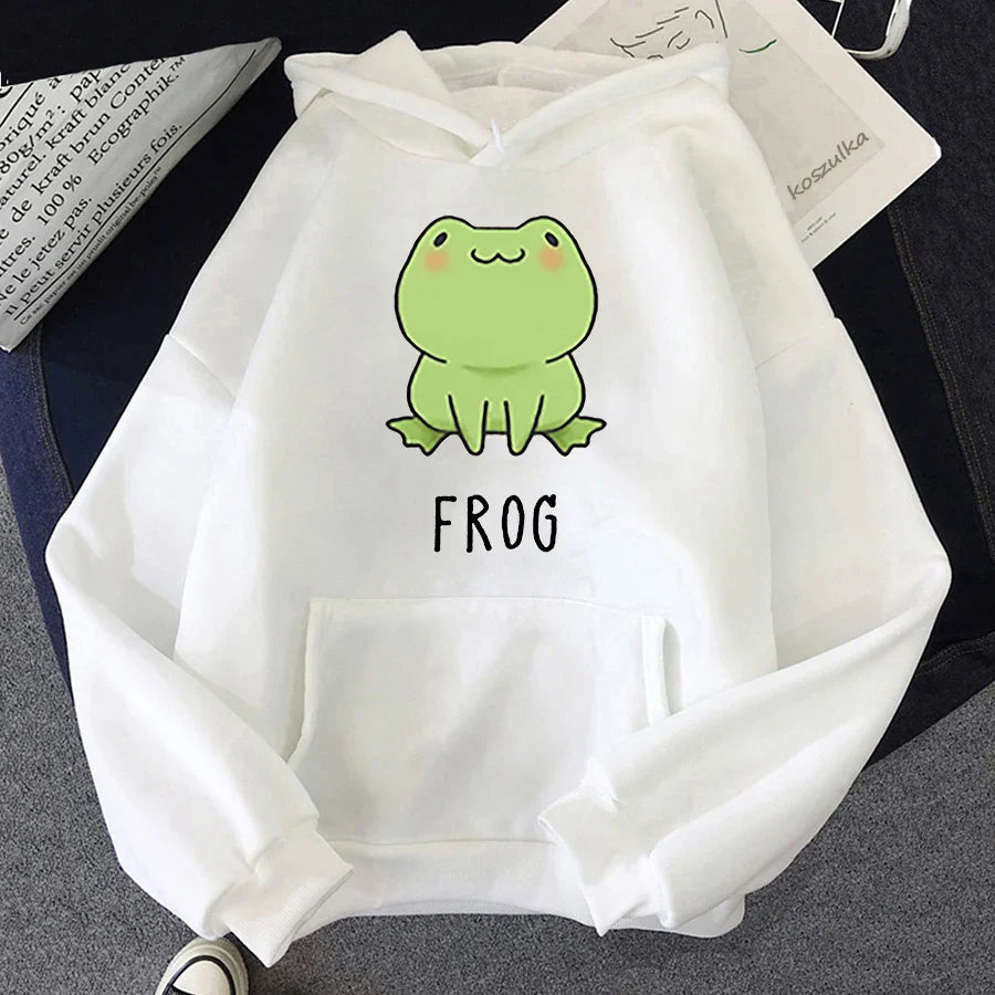 Kawaii Frog Hoodie – Cartoon Oversized Unisex Sweatshirt
