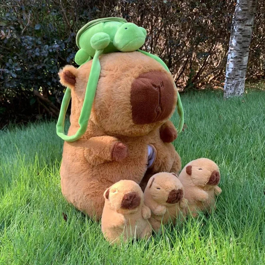 Capybara Plush Toy Set – Mommy & 4 Baby Capybara Dolls