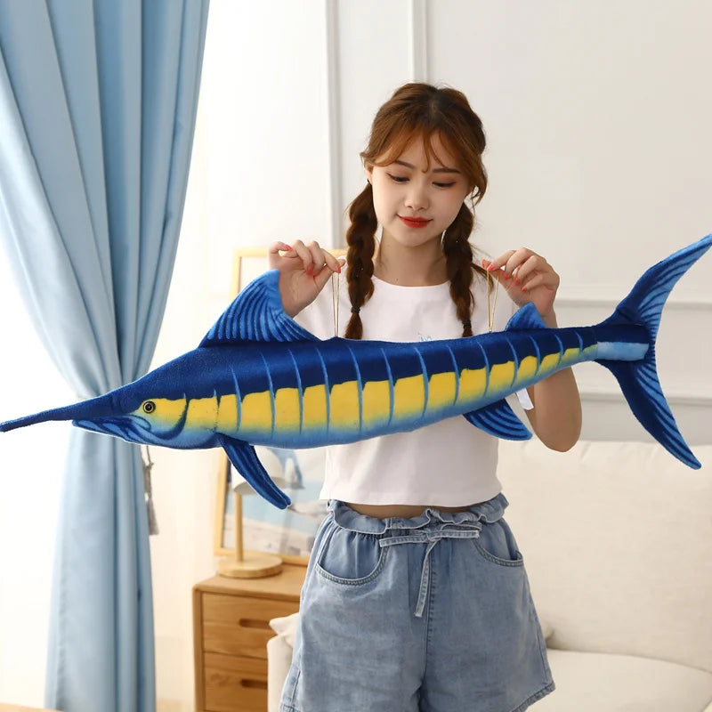 Simulation Blue Marlin Plush Toy – Stuffed Soft Creative Fish Pillow for Kids and Adults (60–140cm)