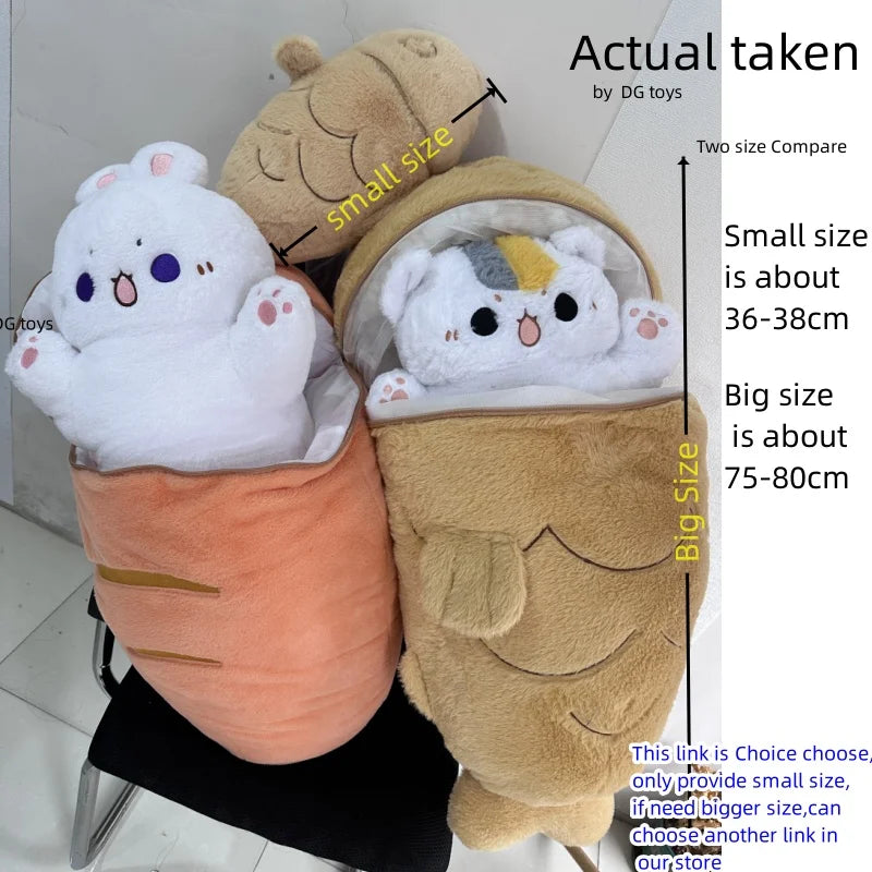 Japan Cat Plush Toy Anime Figure Cat Hiding in Cushion Bag Ferry Bunny Carrot