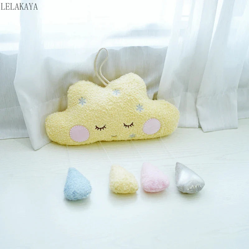 Cute Cloud Moon Rain Drops Plush Toys Wall Hanging – A Whimsy of Weather and Wonder