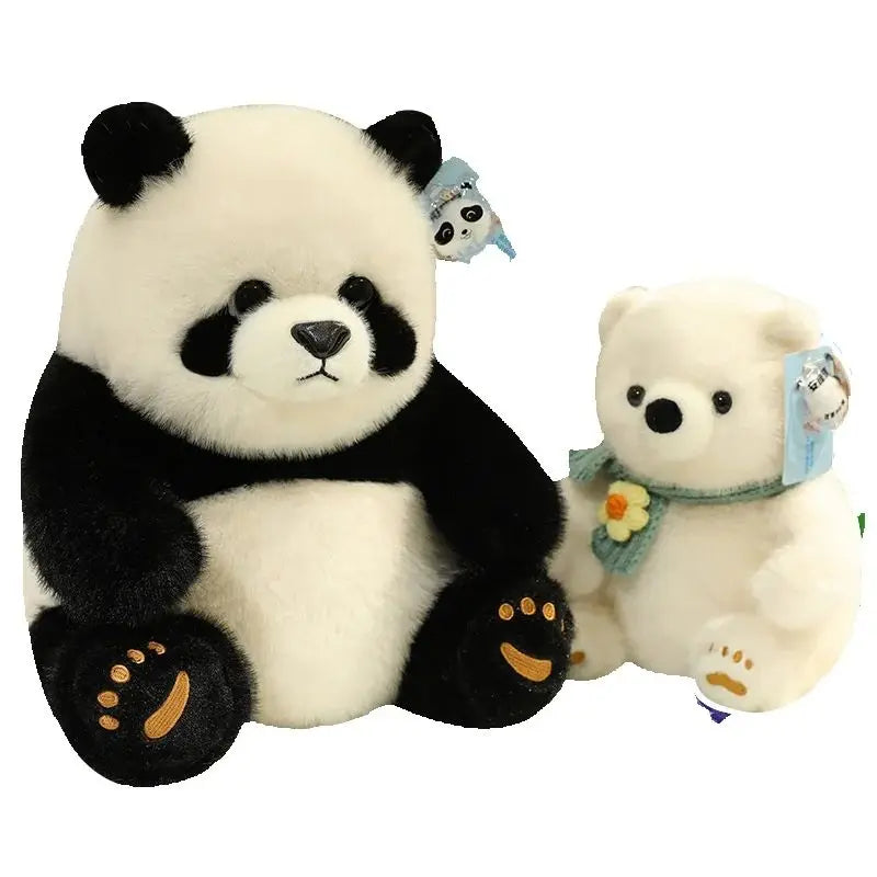 Lovely Lifelike Animal Polar Bear Wear Scarf Panda Plush Toy Soft Pillow Cute