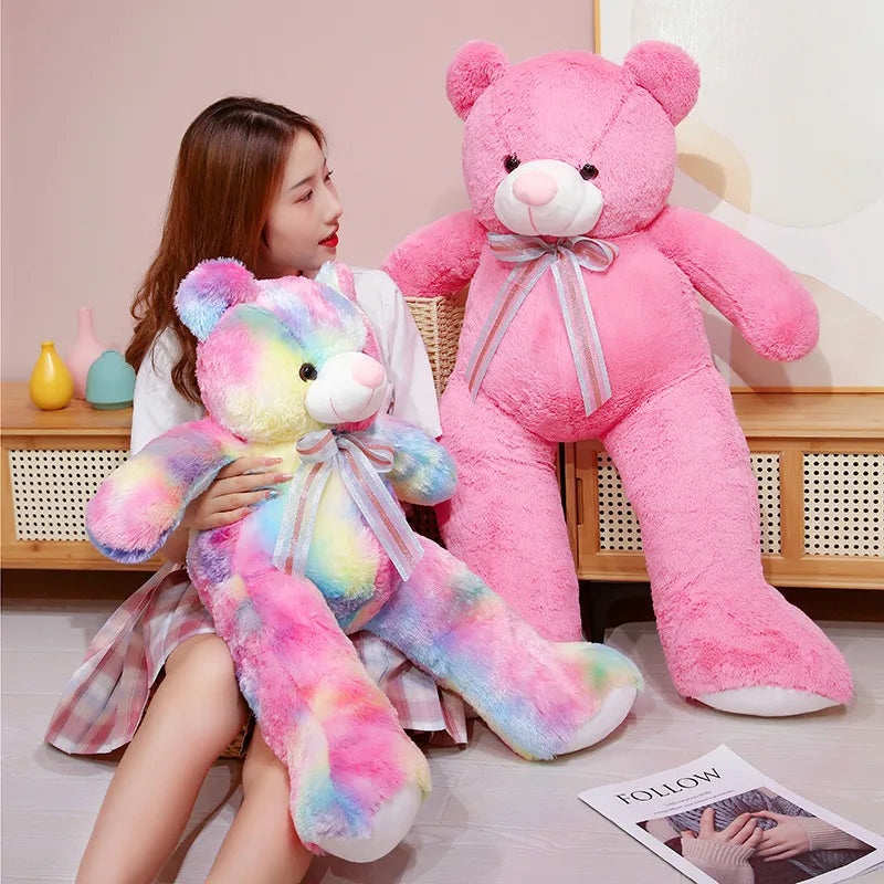 Cartoon Pink Rainbow Colors Teddy Bear Plush Doll – Where Color Meets Cuteness