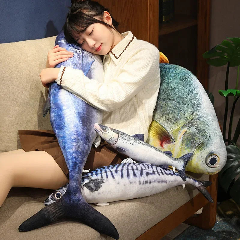 Fish Plush Trout Toys Stuffed Tuna Salmon Autumn Saury Grouper Plush