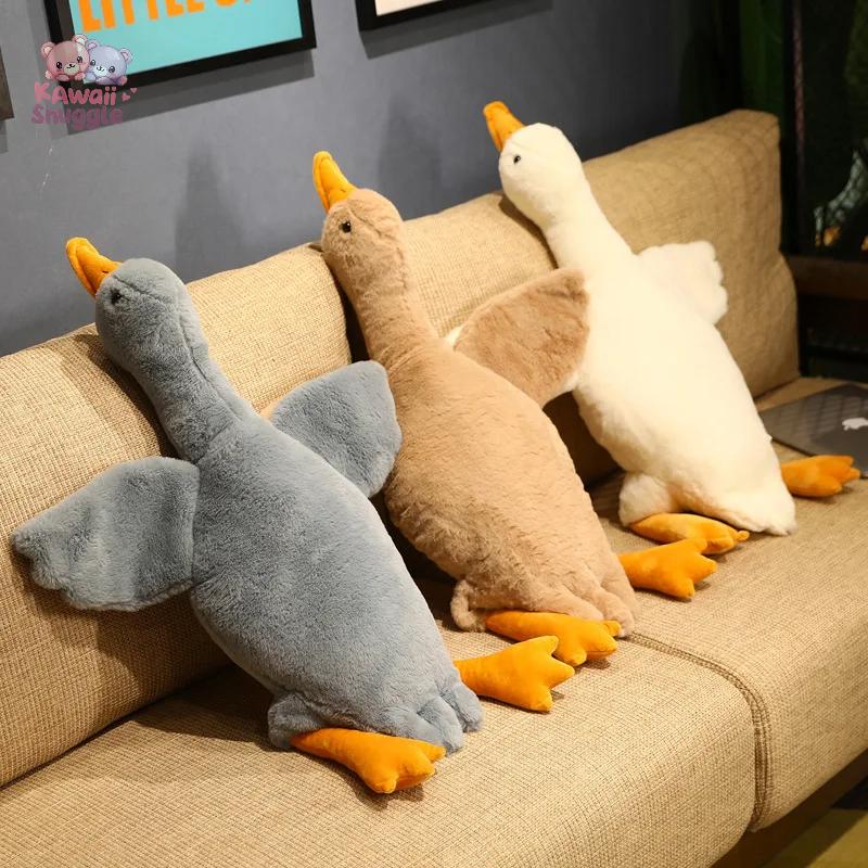 Fluffy Duck Plush Toys Sleep Pillow Cute Animal Stuffed Swan Goose Dolls