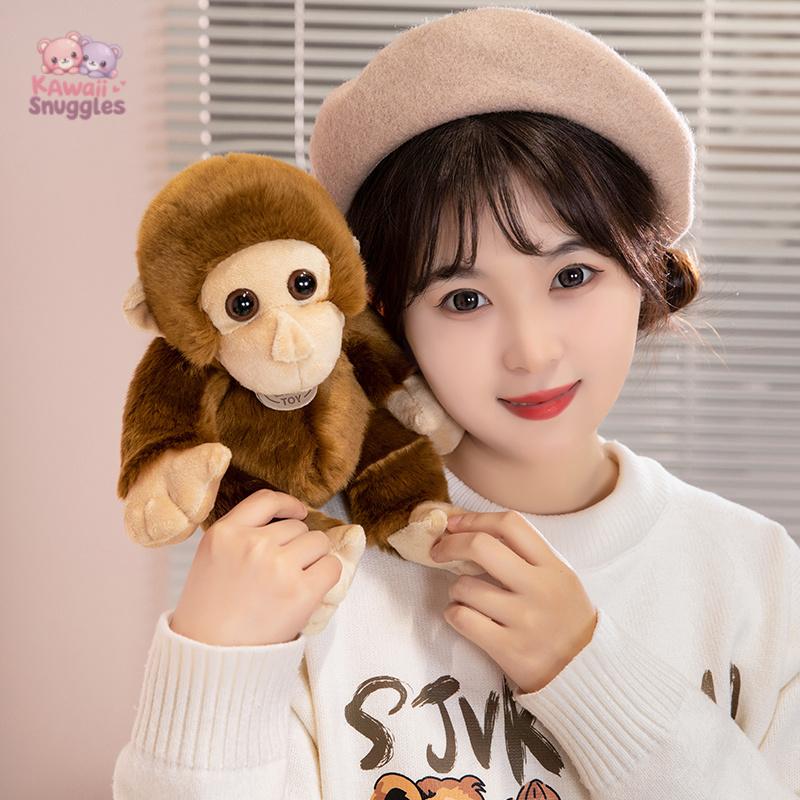 Realistic Dark Brown Monkey Plush – Soft & Adorable Companion