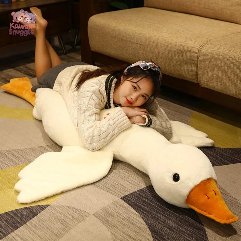 Fluffy Duck Plush Toys Sleep Pillow Cute Animal Stuffed Swan Goose Dolls