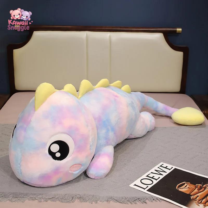 Kawaii Giant Colorful Dinosaur Plush Pillow – Soft Stuffed Dino Cushion
