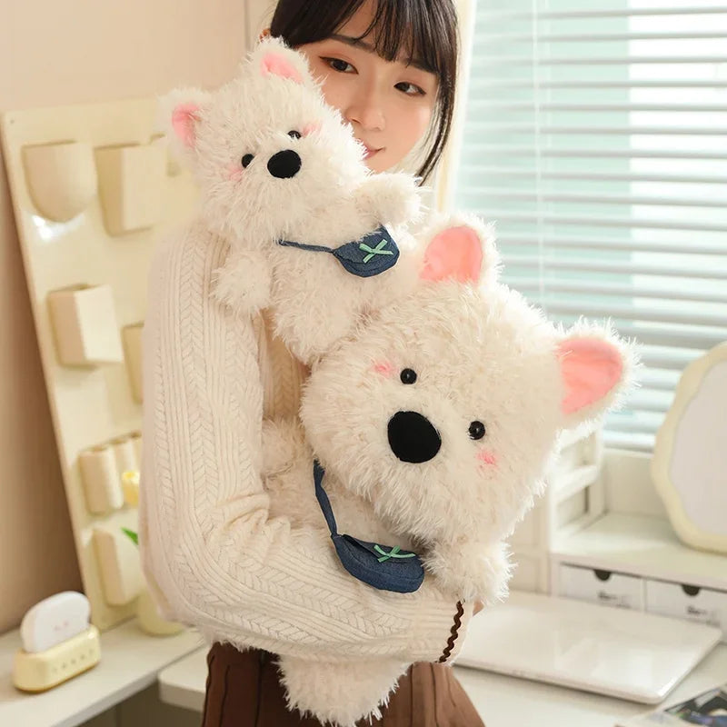 Nice White Dog Satchel With Long Hair Super Soft Dolls