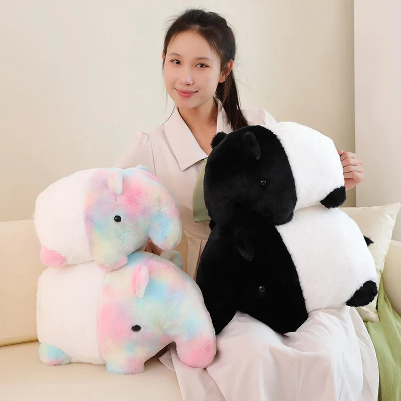 Rainbow plush doll very soft colorful black white doll pillow