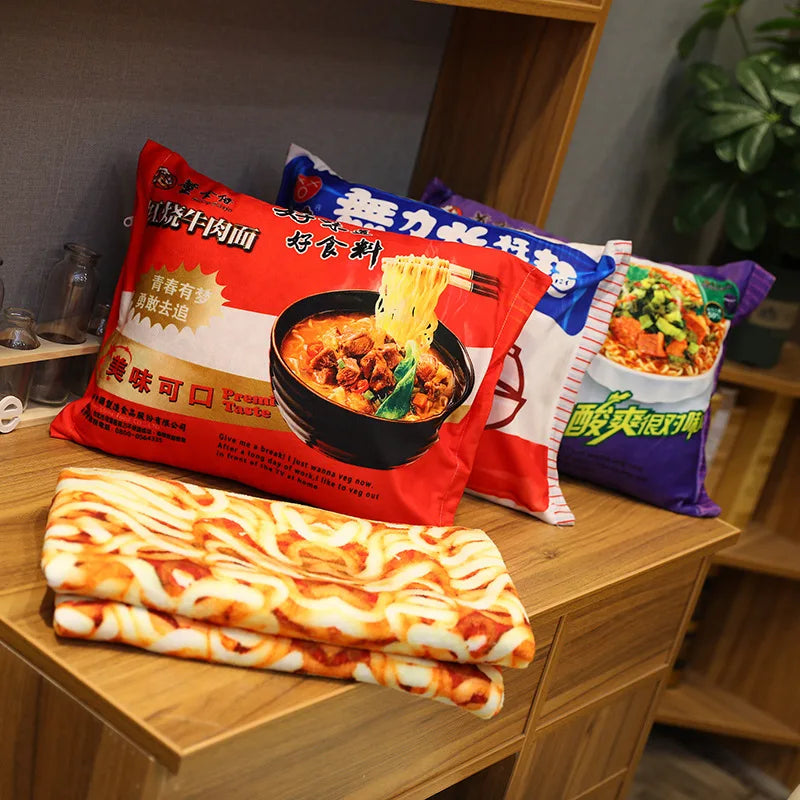 Simulation Instant Noodles Plush Pillow with Blanket