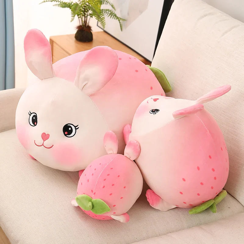 New Lovely Pink Strawberry Rabbit Plush Toys Soft Cartoon Bunny Animal