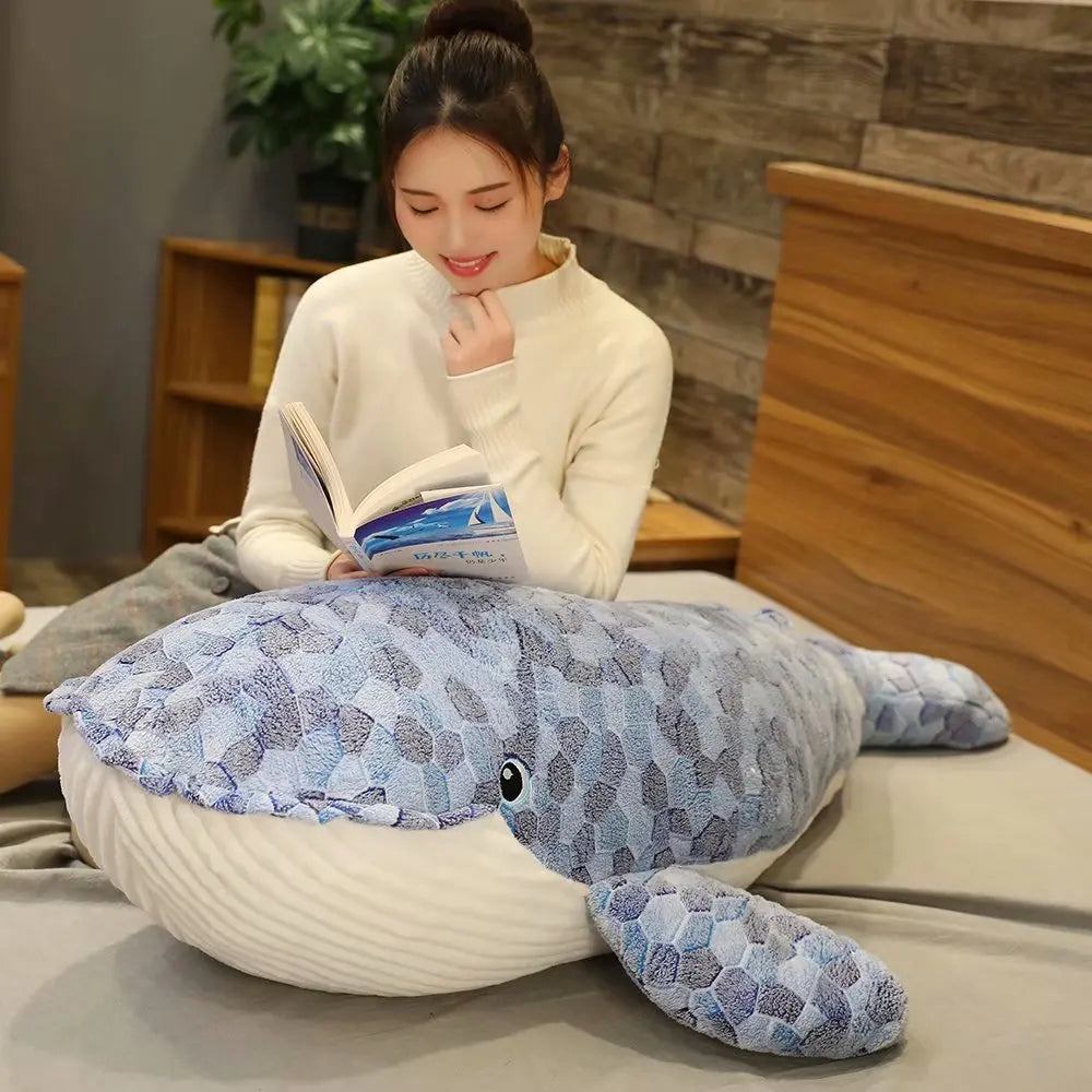 Giant size Whale Plush Toy Blue Sea Animals Stuffed Toy Huggable Shark Soft Animal Pillow Kids Gift