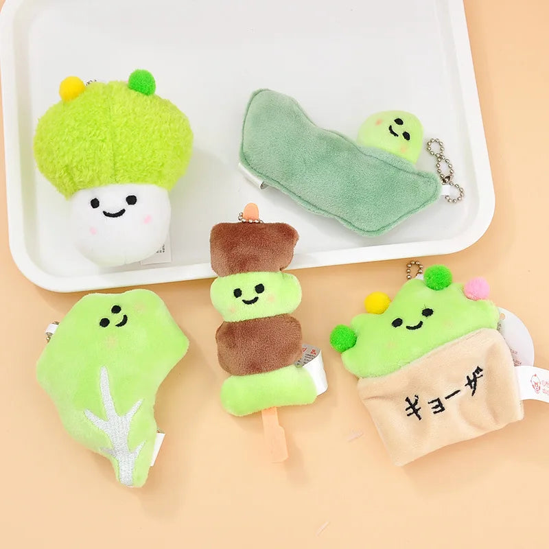 Vegetable Plush Keychain – Cute Bean Lettuce Cabbage Skewer Toy