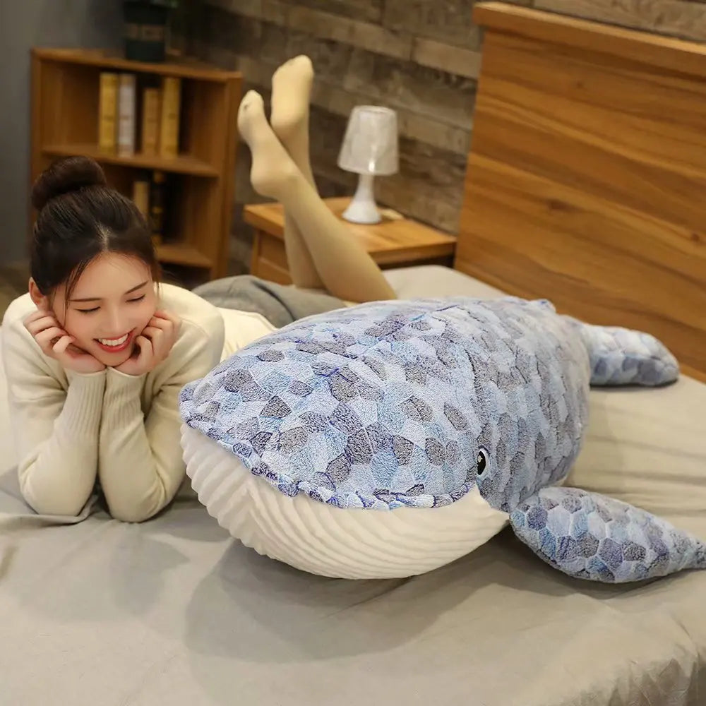 Giant size Whale Plush Toy Blue Sea Animals Stuffed Toy Huggable Shark Soft Animal Pillow Kids Gift