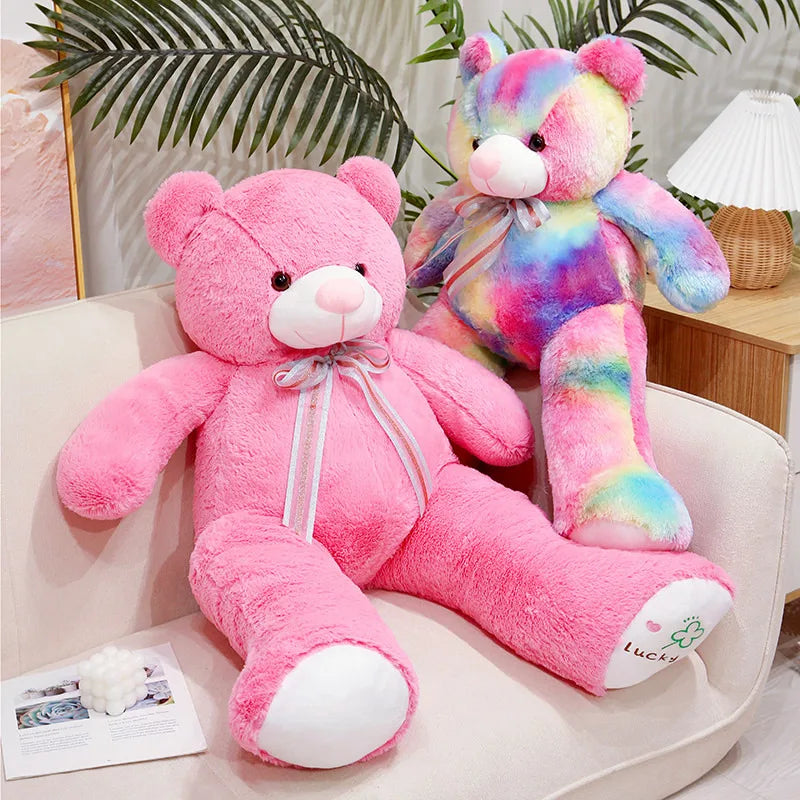 Cartoon Pink Rainbow Colors Teddy Bear Plush Doll – Where Color Meets Cuteness