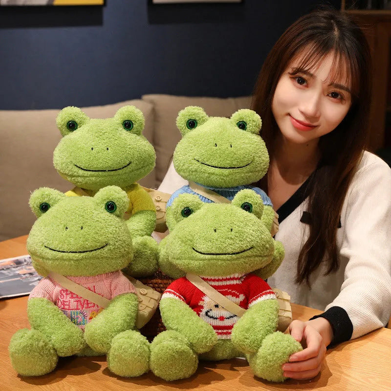 Kawaii Dressing Frog Plush Toy – Soft Stuffed Animal Pillow for Kids’ Birthday Gifts
