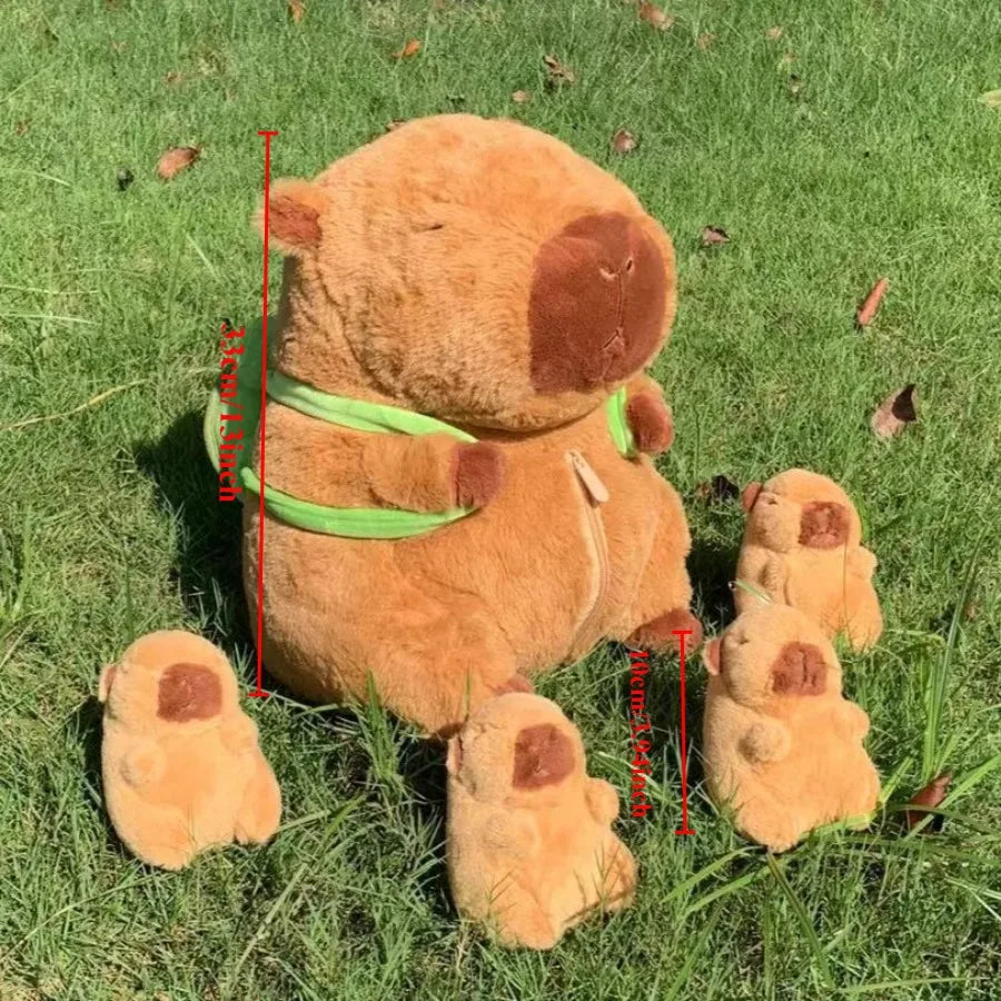 Capybara Plush Toy Set – Mommy & 4 Baby Capybara Dolls