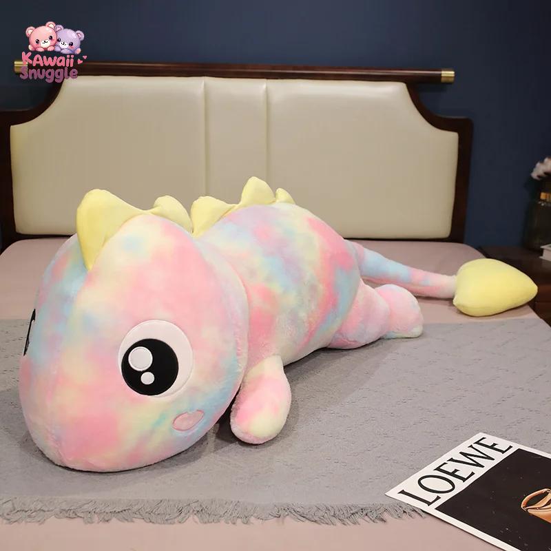 Kawaii Giant Colorful Dinosaur Plush Pillow – Soft Stuffed Dino Cushion