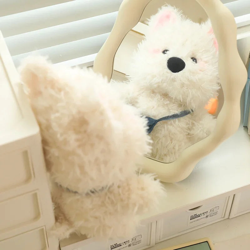 Nice White Dog Satchel With Long Hair Super Soft Dolls